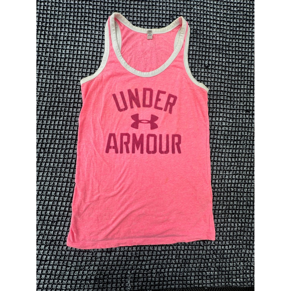 Under Armour Tank‎ Top Womens XS Pink Good Graphic Racerback Sleeveless Sporty